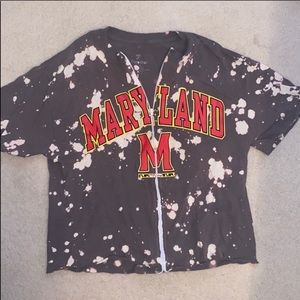 University of Maryland Acid Wash Zip Up Tee